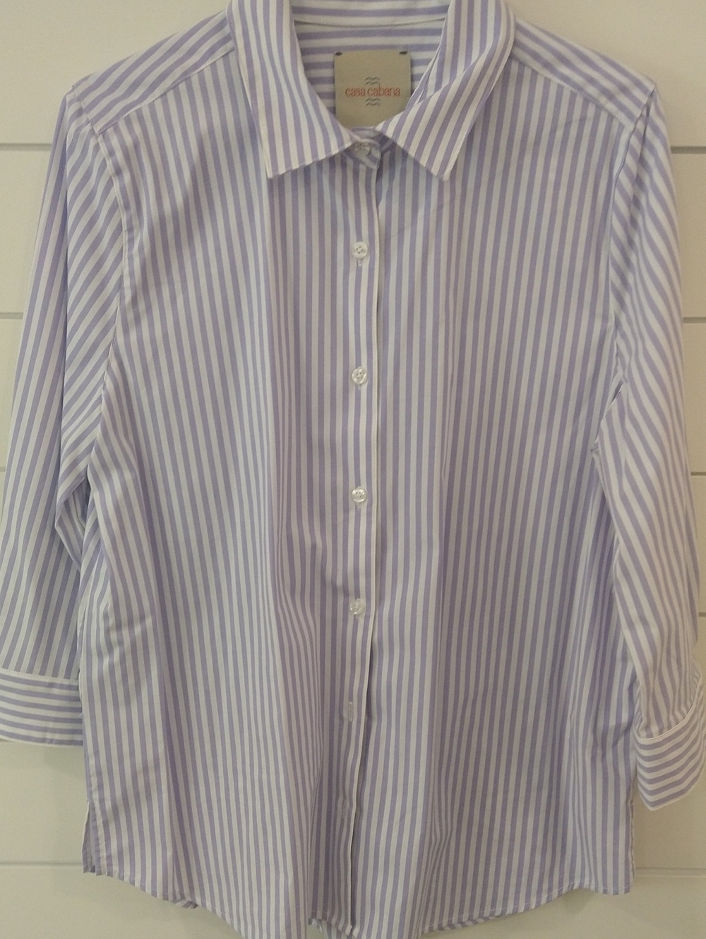 Women's Lavender Stripe Button-Up Shirt Sz L